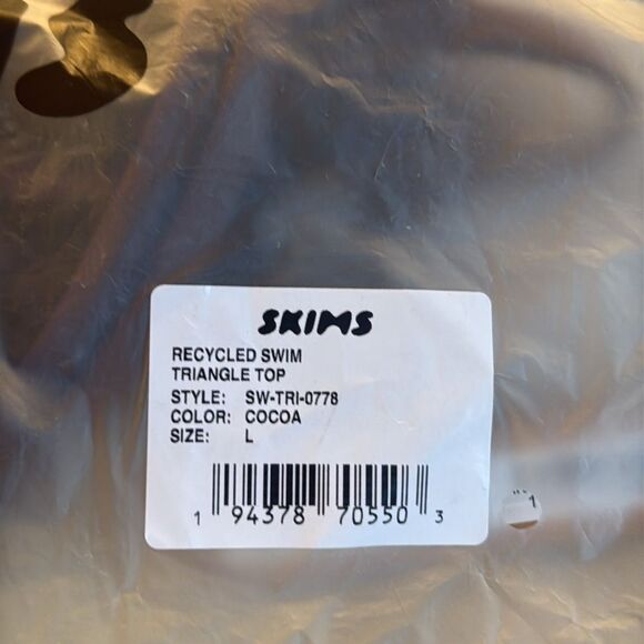 SKIMS Recycled Triangle Swim Top Cocoa Large NWT in packaging - Picture 7 of 7